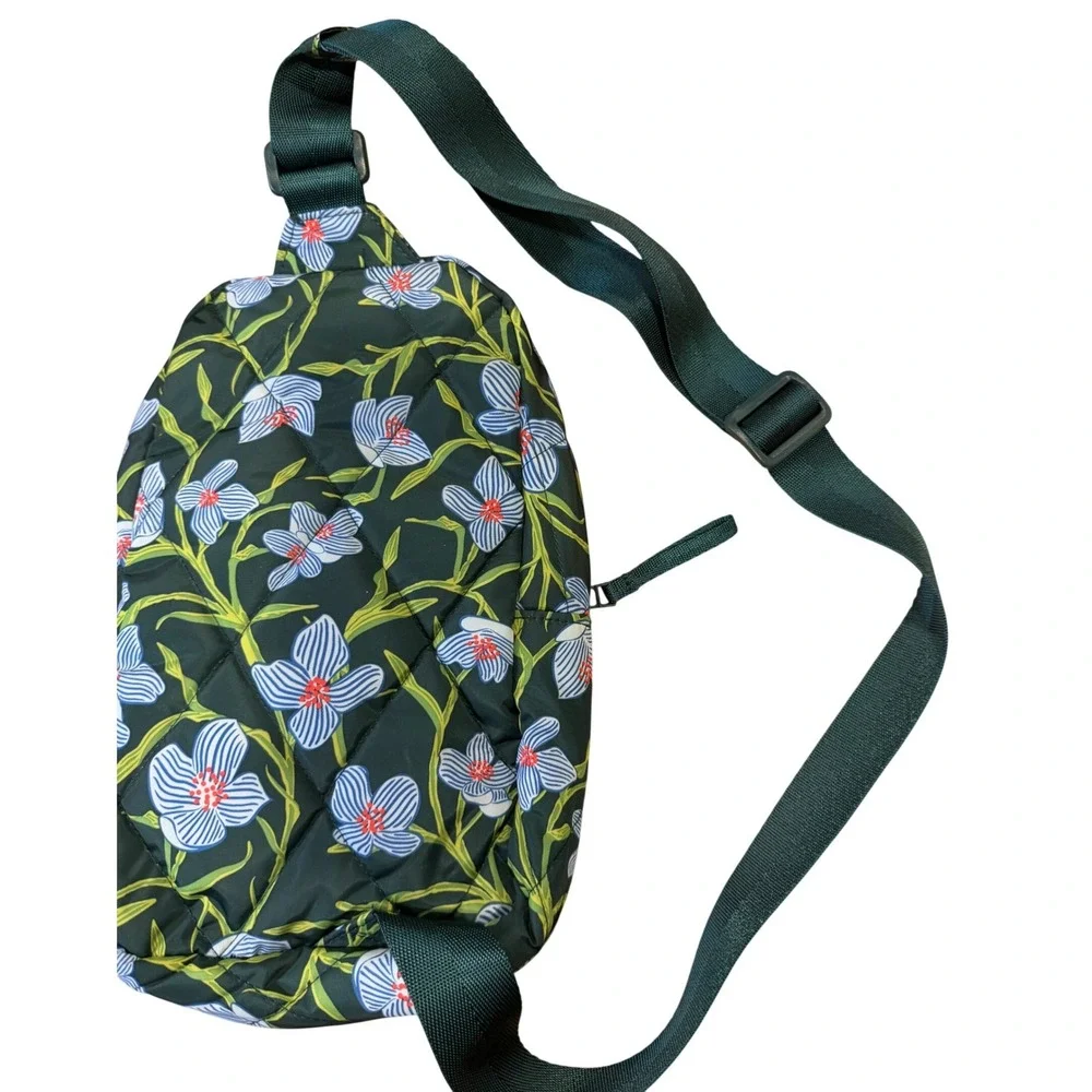 Vera Bradley Essential Sling Backpack Charlotte Stem Floral Green Ultralight NEW